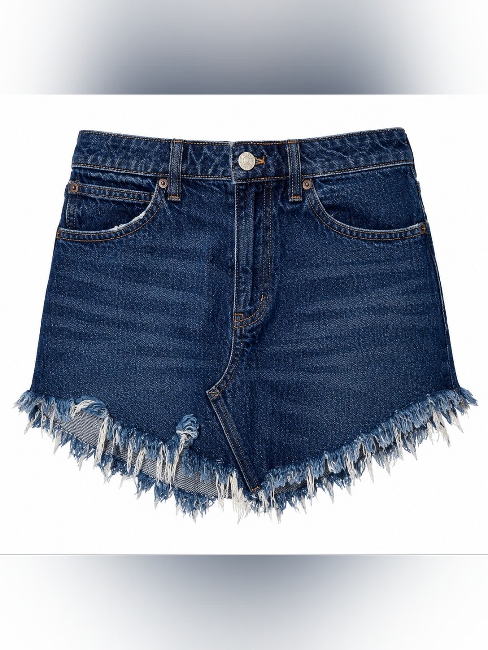 Free People We The Free Bailey Denim Mini Jean Skirt 25 High Rise Frayed Hem